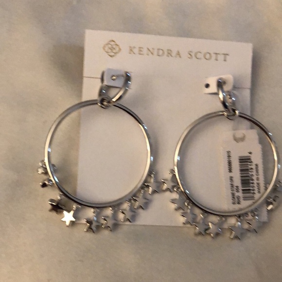 Kendra Scott Sloane Silver Tone Star Open Frame Convertible Hoop Earrings NWT - Picture 7 of 13